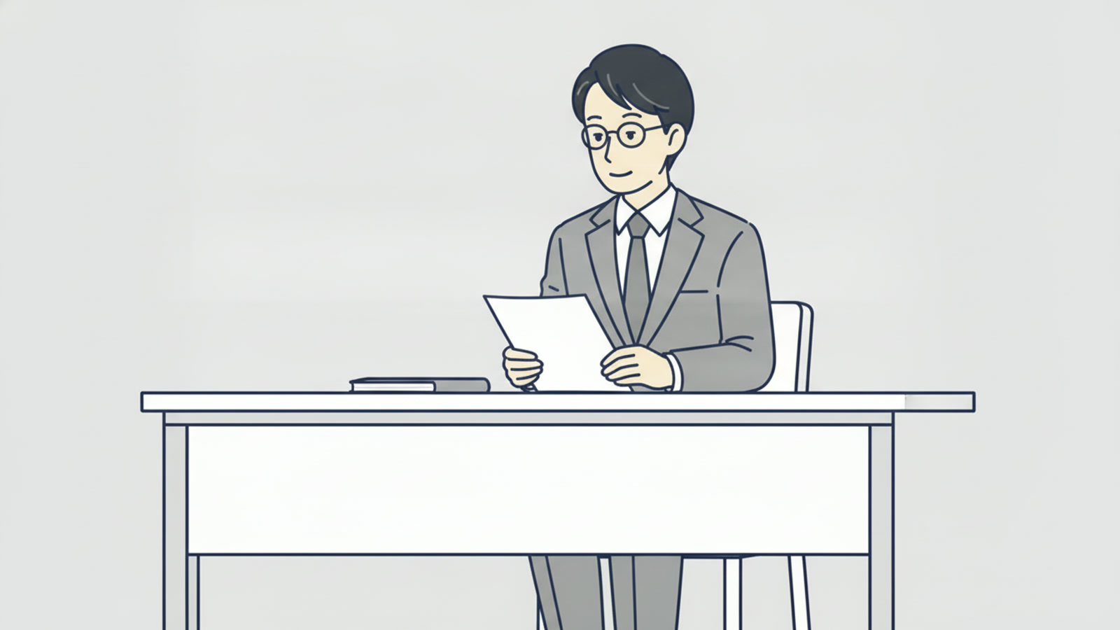 自席で紙を1枚読んでいる管理職